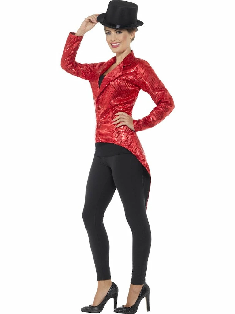 Smiffys Sequin Tailcoat, Red