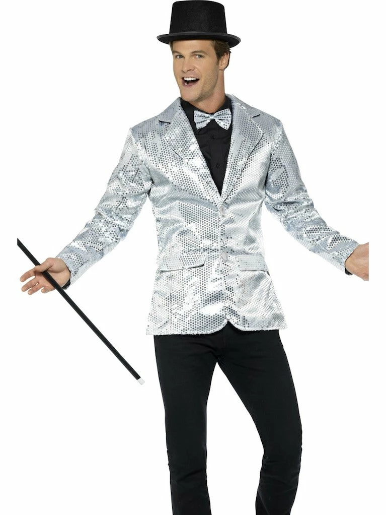Smiffys Male Costumes Sequin Jacket, Silver