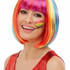 Smiffys Rainbow Bob Wig Womens