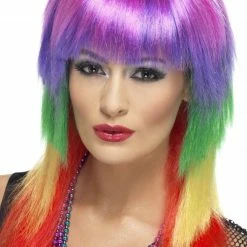Smiffys Womens 80's Rainbow Rocker Wig