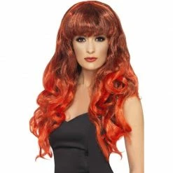 Smiffys Siren Wig, Red & Black