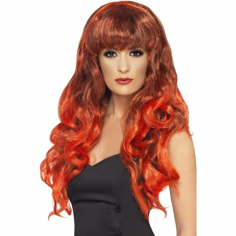 Smiffys Siren Wig, Red & Black