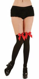 Wicked Thigh Highs With Bow, Black-Red Hoisery